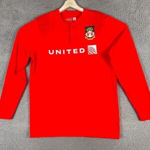 Wrexham AFC Shirt Mens S/M‎ Red Soccer United Polaris Long Sleeve Henley Top